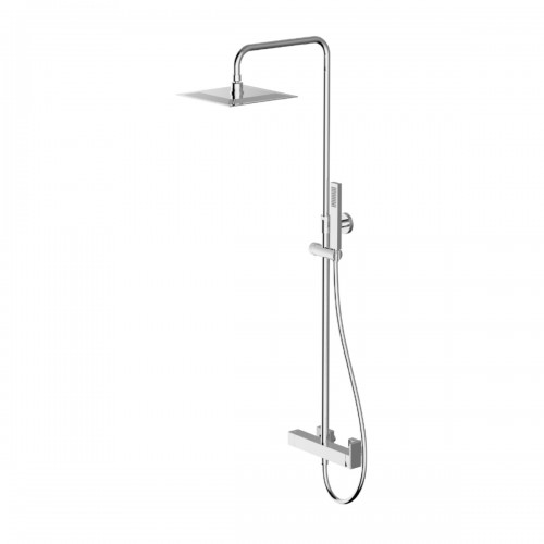 External single lever shower  mixer with shower column,  inox shower head  200x200 mm